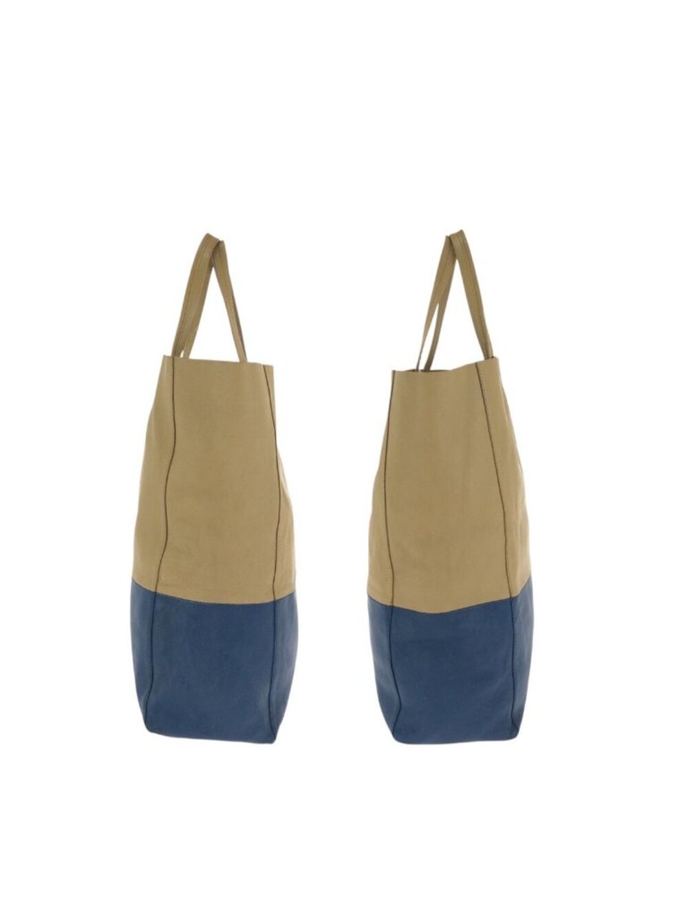 Celine Horizontal Cabas Bicolor Beige Blue Gold Leather Tote - Picture 8 of 9